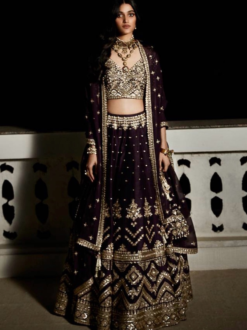 Matsya Royal Silk Mehenga Lehenga Set with Light Gold Detailing